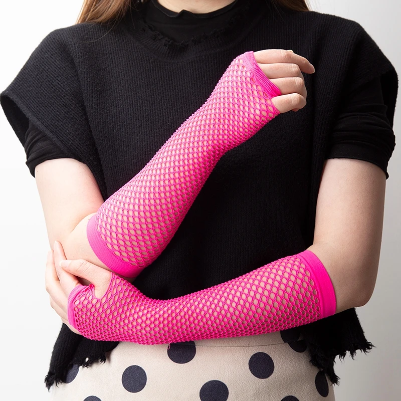 New Fashion Long Black Fishnet Gloves Women Fingerless Gloves Girls Beautiful Dance Gothic Punk Rock Costume Fancy Sexy Gloves