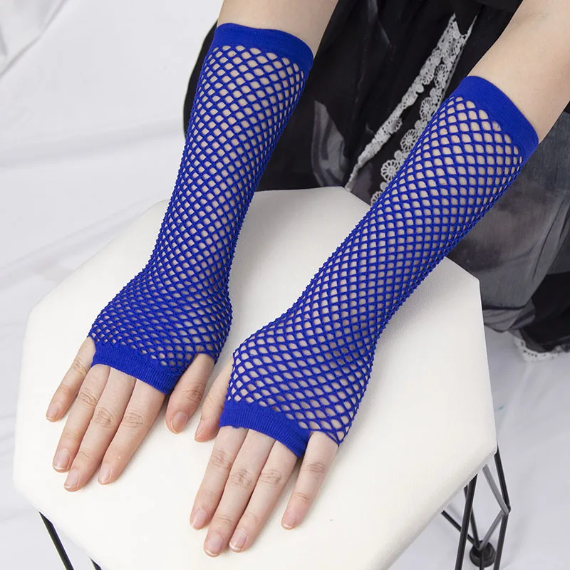 New Fashion Long Black Fishnet Gloves Women Fingerless Gloves Girls Beautiful Dance Gothic Punk Rock Costume Fancy Sexy Gloves