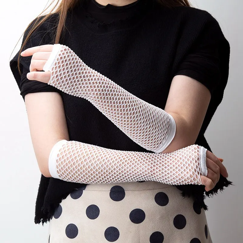 New Fashion Long Black Fishnet Gloves Women Fingerless Gloves Girls Beautiful Dance Gothic Punk Rock Costume Fancy Sexy Gloves
