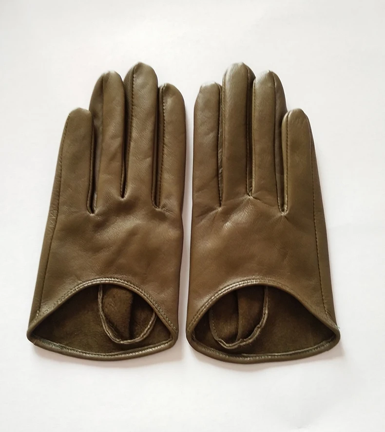 Real Sheep Leather Gloves Fashion Woman Half Palm Minttens Personality Soft Leather