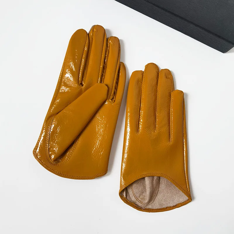 Real Sheep Leather Gloves Fashion Woman Half Palm Minttens Personality Soft Leather