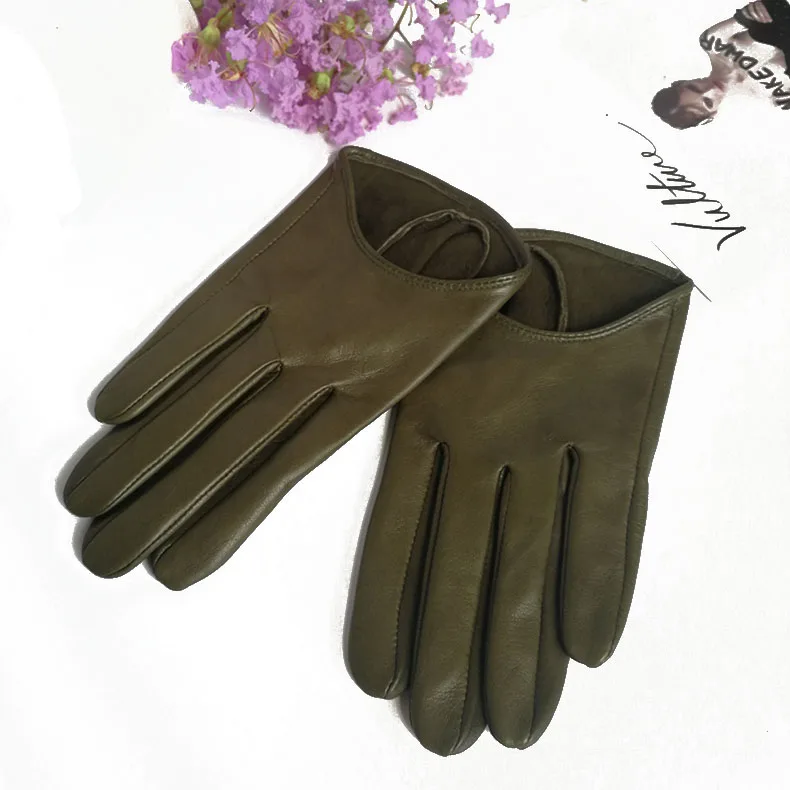 Real Sheep Leather Gloves Fashion Woman Half Palm Minttens Personality Soft Leather