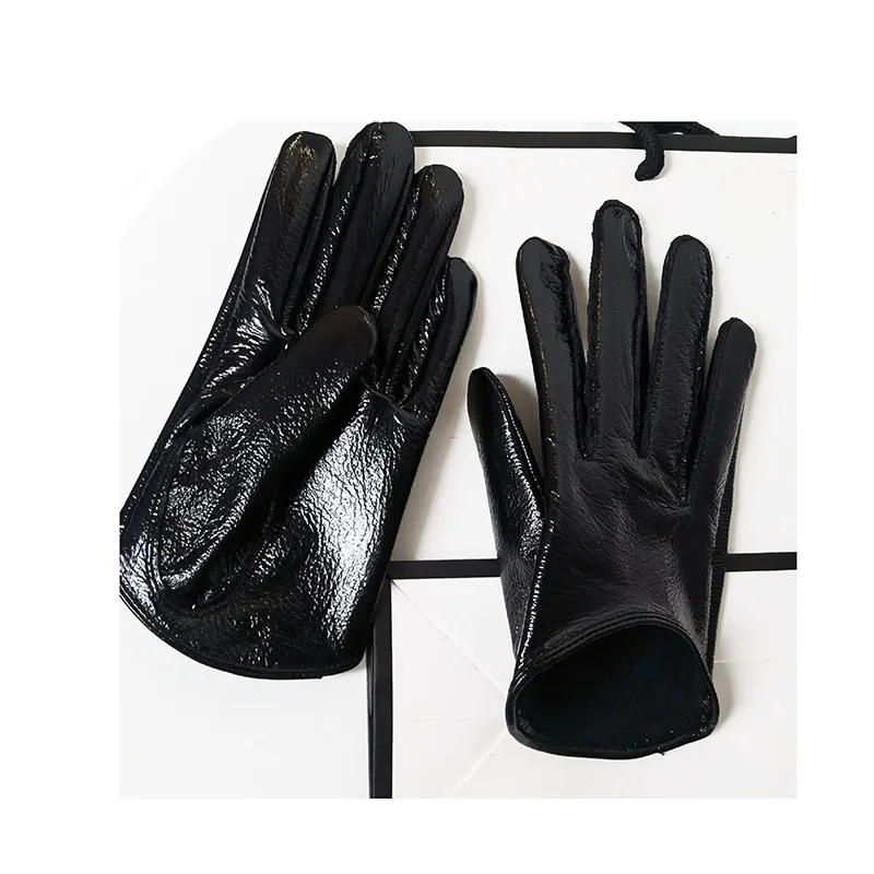 Real Sheep Leather Gloves Fashion Woman Half Palm Minttens Personality Soft Leather