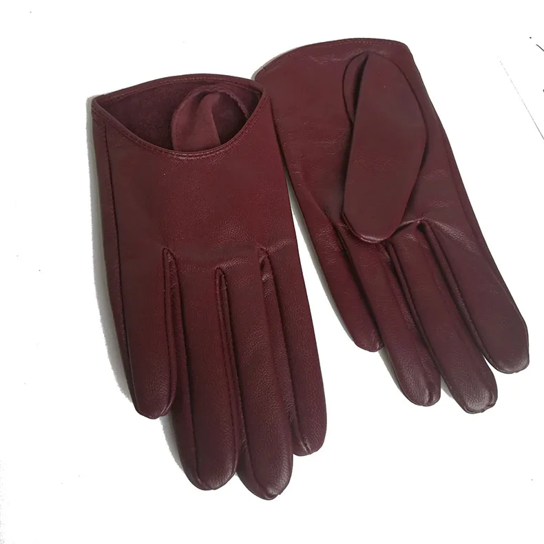 Real Sheep Leather Gloves Fashion Woman Half Palm Minttens Personality Soft Leather