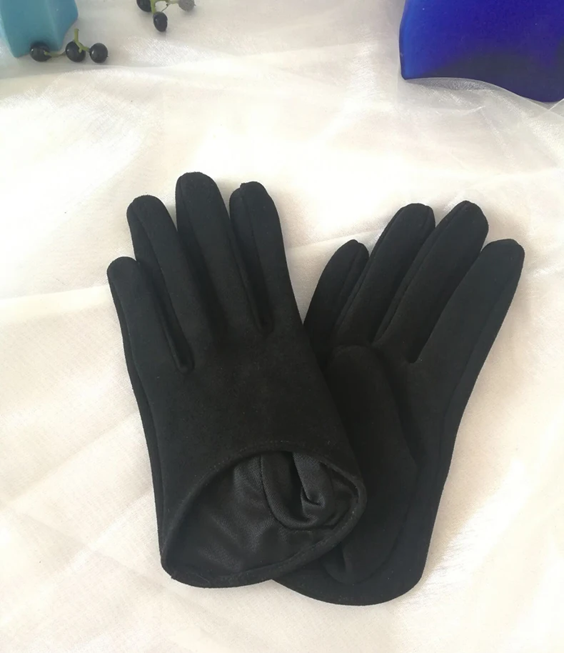 Real Sheep Leather Gloves Fashion Woman Half Palm Minttens Personality Soft Leather