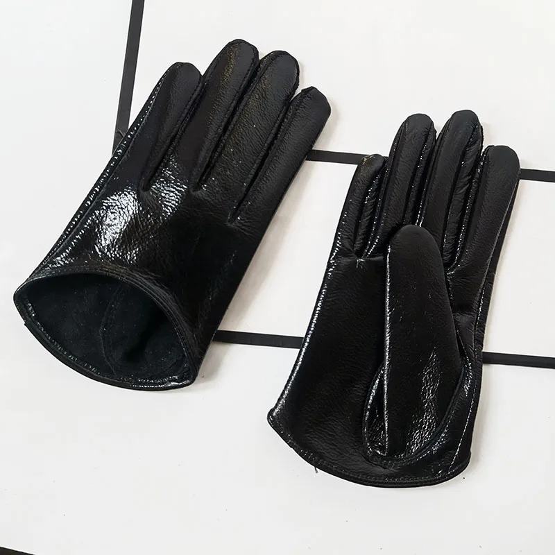 Real Sheep Leather Gloves Fashion Woman Half Palm Minttens Personality Soft Leather