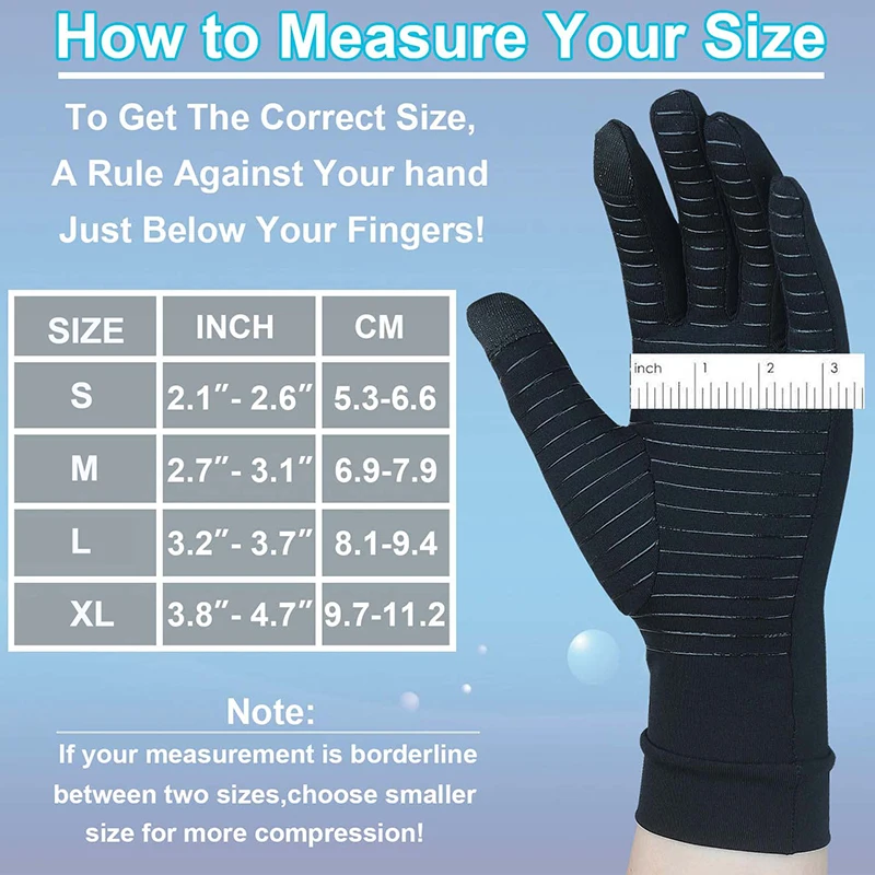 Relieve Hand Pain & Inflammation Instantly with 1 Pair of Copper Arthritis Gloves with Touchscreen - For Women & Men