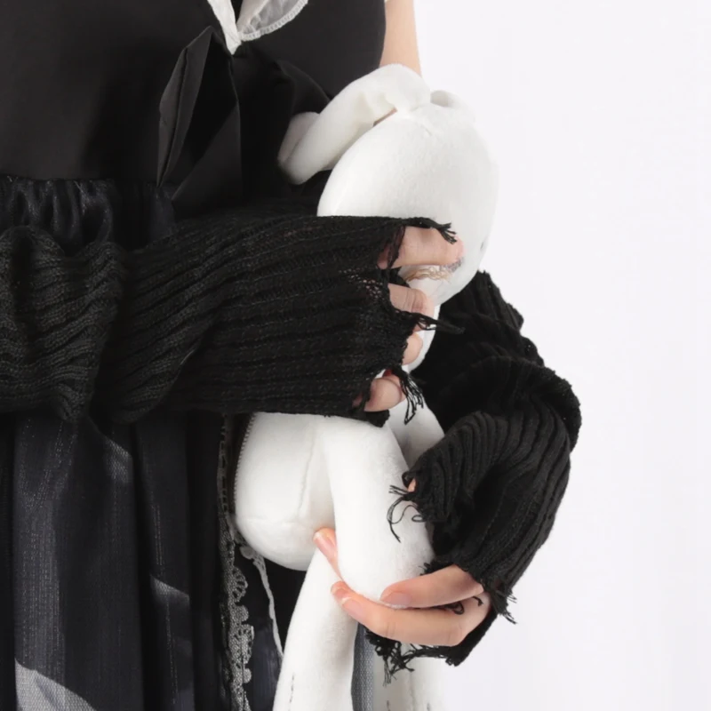 1Pair Punk Broken Unisex Gloves Knitted Ripped Oversleeves Warm Arm Sleeve Tattered Fingerless Cuff Glove Elbow Rock Mittens