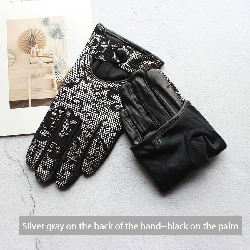 Summer Driving Leather Driver Gloves Women's Fashion New Thin Unlined Black Sheepskin All Finger Motorcycle Riding Gloves