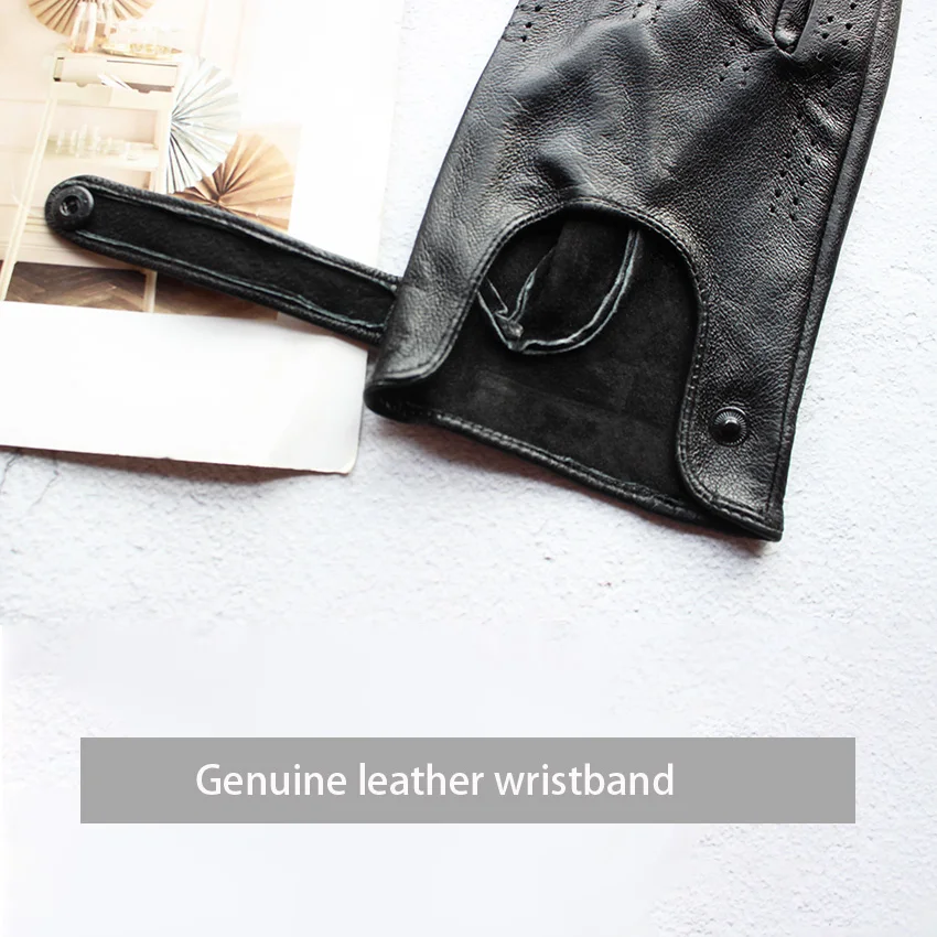 Summer Driving Leather Driver Gloves Women's Fashion New Thin Unlined Black Sheepskin All Finger Motorcycle Riding Gloves