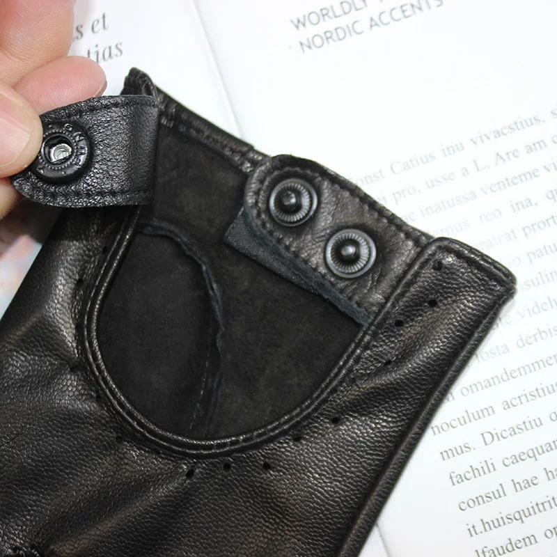 Summer Driving Leather Driver Gloves Women's Fashion New Thin Unlined Black Sheepskin All Finger Motorcycle Riding Gloves