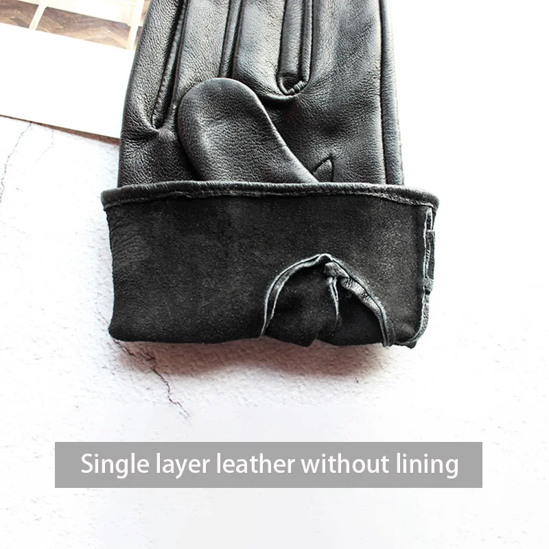 Summer Driving Leather Driver Gloves Women's Fashion New Thin Unlined Black Sheepskin All Finger Motorcycle Riding Gloves