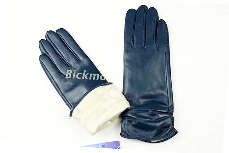Sheepskin Leather Gloves Women's Fashion Elastic Style Velvet Lining to Keep Warm in Autumn and Winter Retro Color Points