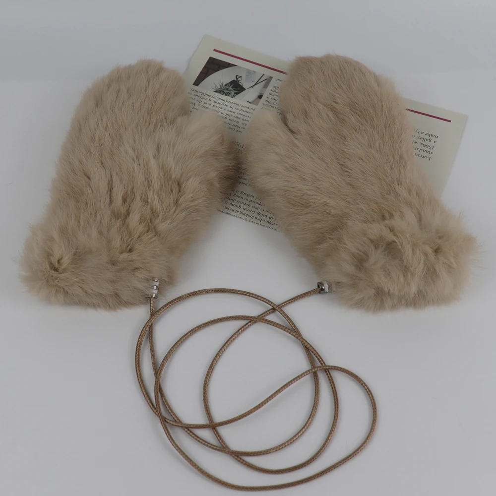 Winter Outdoor Hot Sale Women 100% Real Rabbit Fur Gloves Playing with Snow Keep Warm Mittens Female Natural Rabbit Fur Gloves