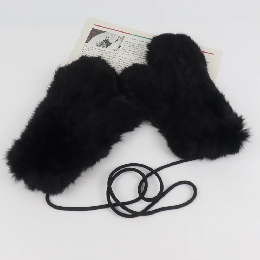 Winter Outdoor Hot Sale Women 100% Real Rabbit Fur Gloves Playing with Snow Keep Warm Mittens Female Natural Rabbit Fur Gloves