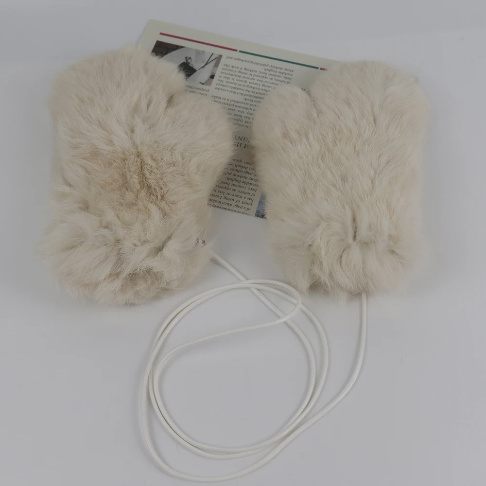 Winter Outdoor Hot Sale Women 100% Real Rabbit Fur Gloves Playing with Snow Keep Warm Mittens Female Natural Rabbit Fur Gloves