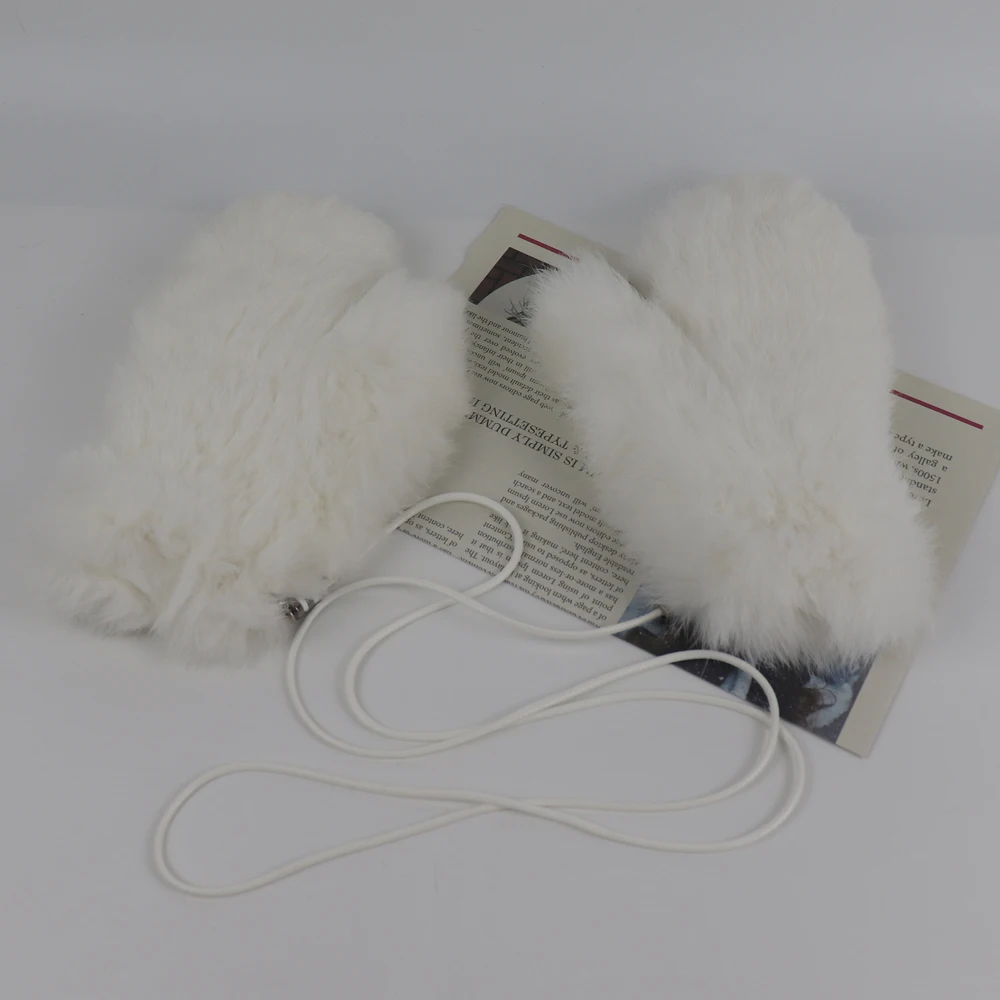Winter Outdoor Hot Sale Women 100% Real Rabbit Fur Gloves Playing with Snow Keep Warm Mittens Female Natural Rabbit Fur Gloves