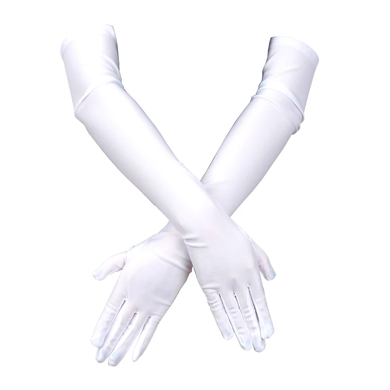 Women Long Gloves Finger Elbow Protection Opera Evening Party Prom Costume Adult Fashion Accessories Breathable Black Mittens