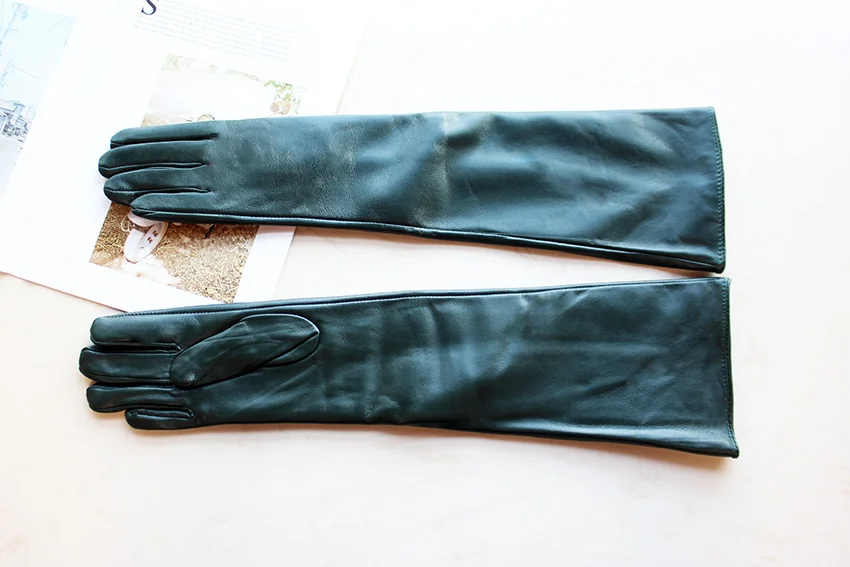 Women's Long Leather Gloves Colorful Sheepskin Velvet Lined Fashionable Warm Sunscreen Autumn Winter Gloves
