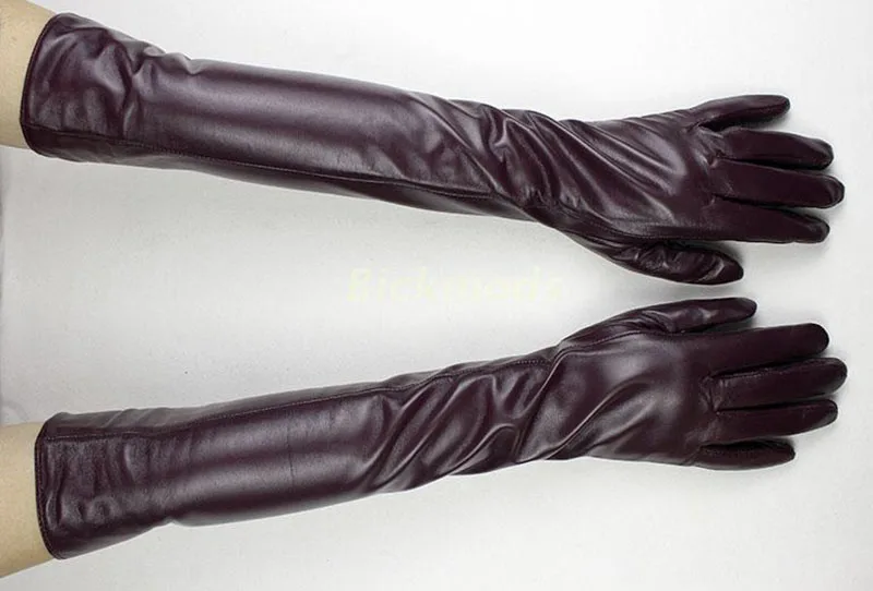 Women's Long Leather Gloves Colorful Sheepskin Velvet Lined Fashionable Warm Sunscreen Autumn Winter Gloves