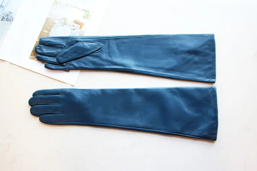 Women's Long Leather Gloves Colorful Sheepskin Velvet Lined Fashionable Warm Sunscreen Autumn Winter Gloves