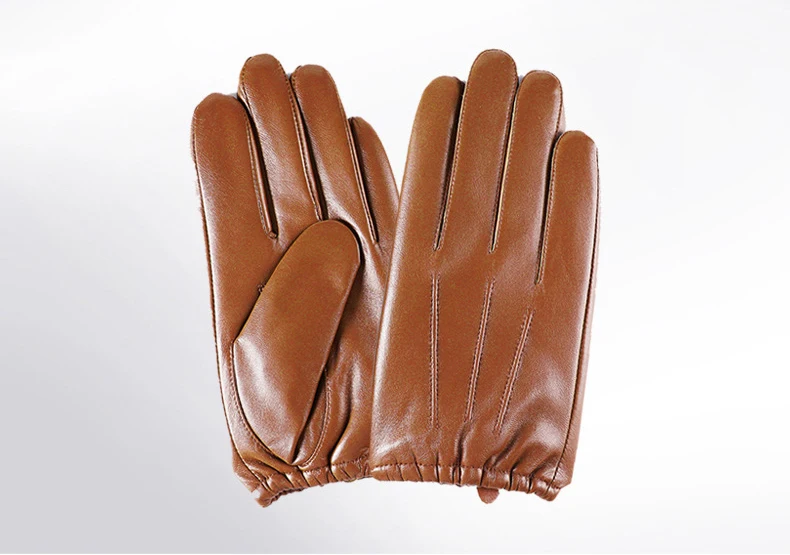 New 2022 Men Business Sheepskin Leather Gloves Winter Full Finger Touch Screen Brown Gloves Riding Motorcycle Gloves
