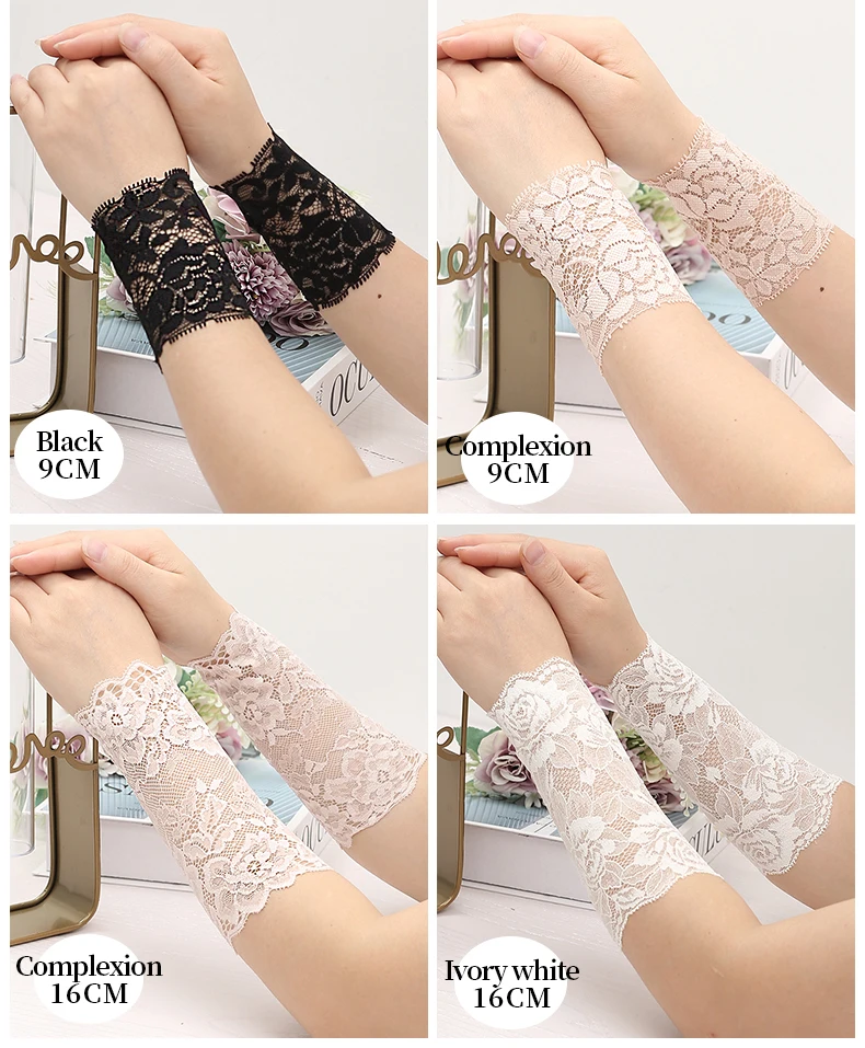 Lace Wrist Girly Dance Yoga Scar Tattoo Arm Cuff Sun Protection Summer Thin Short Fake Sleeve Breathable Woman Wrist Sleeve