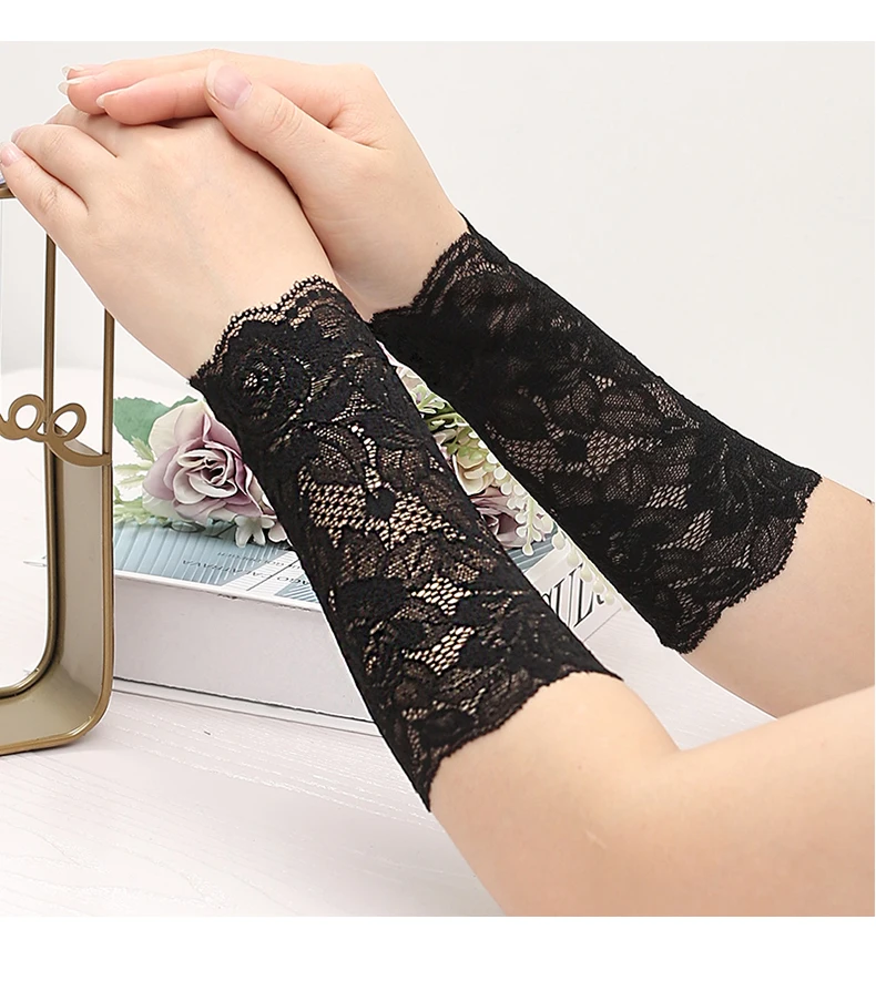 Lace Wrist Girly Dance Yoga Scar Tattoo Arm Cuff Sun Protection Summer Thin Short Fake Sleeve Breathable Woman Wrist Sleeve