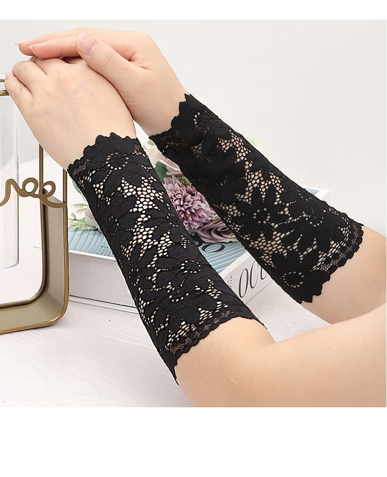 Lace Wrist Girly Dance Yoga Scar Tattoo Arm Cuff Sun Protection Summer Thin Short Fake Sleeve Breathable Woman Wrist Sleeve