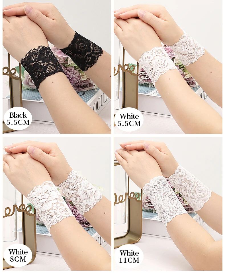 Lace Wrist Girly Dance Yoga Scar Tattoo Arm Cuff Sun Protection Summer Thin Short Fake Sleeve Breathable Woman Wrist Sleeve