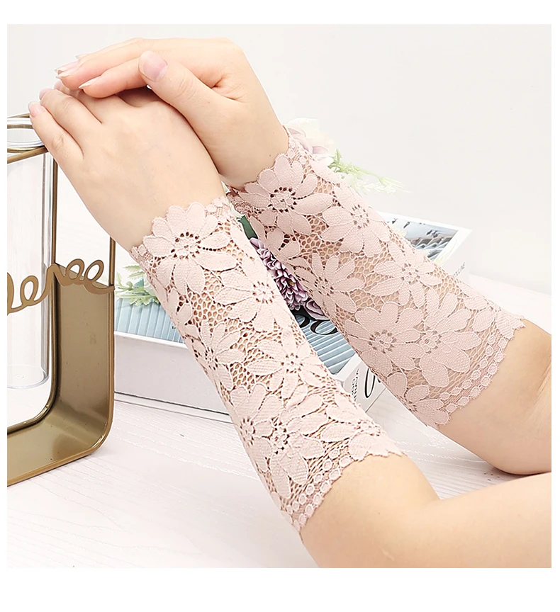 Lace Wrist Girly Dance Yoga Scar Tattoo Arm Cuff Sun Protection Summer Thin Short Fake Sleeve Breathable Woman Wrist Sleeve