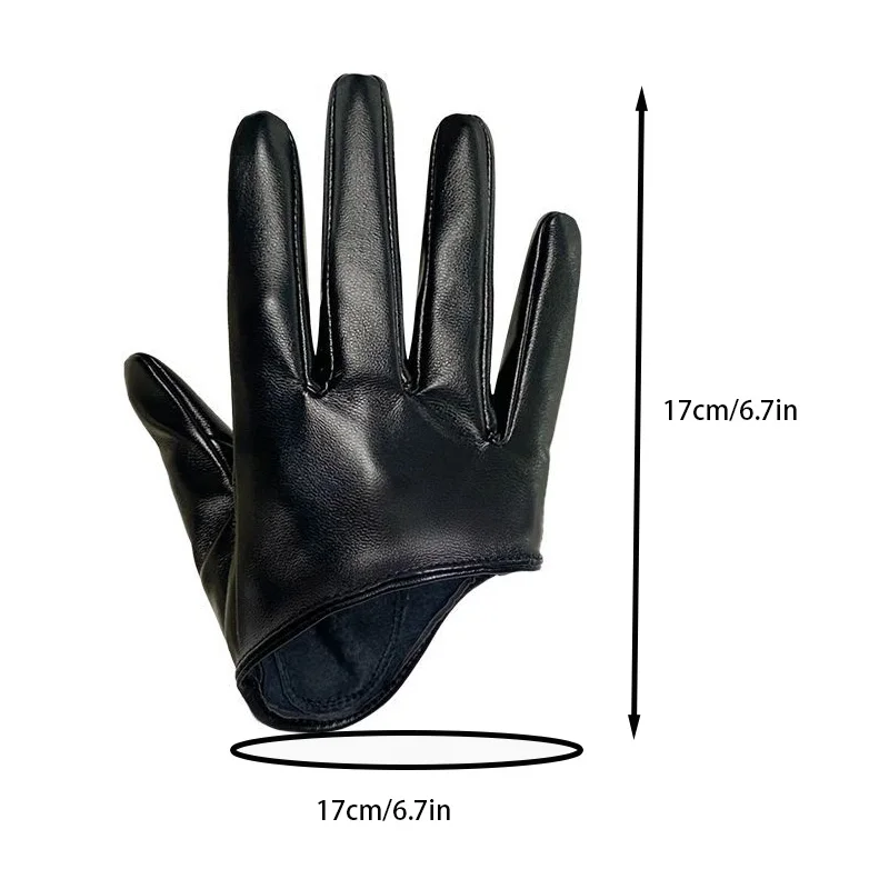Women Black Sexy PU Leather Punk Style Half Palm Gloves Dancing Pole Dance Party Club Show Stage Performance Costume Mittens