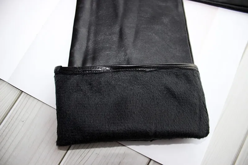 Super Long Sheepskin Fingerless Gloves Women Leather Sleeves Velvet Lining Autumn and Winter Fashion Half-Finger Gloves