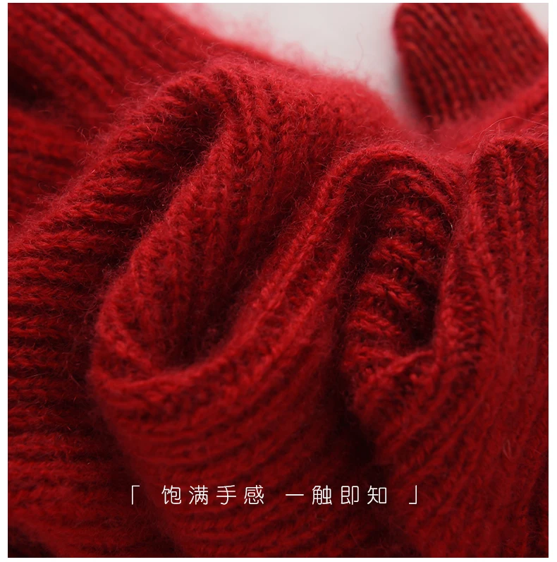 Autumn Winter Gloves Women High Quality Cashmere Knit Soft Warm Touch Screen Mittens Stretch Solid Full Finger Guantes