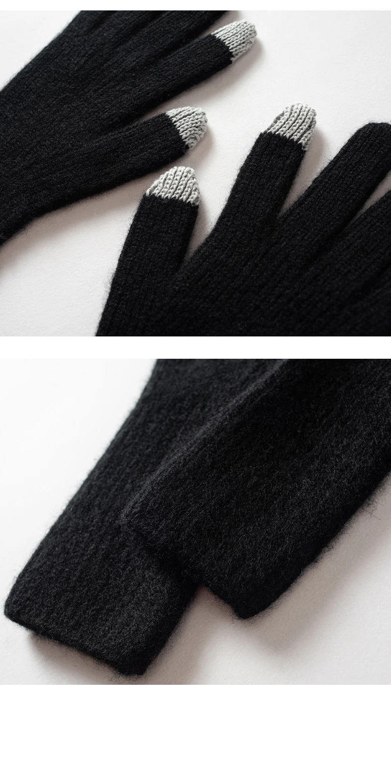 Autumn Winter Gloves Women High Quality Cashmere Knit Soft Warm Touch Screen Mittens Stretch Solid Full Finger Guantes