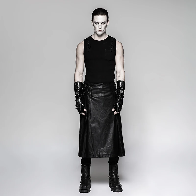 PUNK RAVE Steampunk Black Locomotive Men Long Gloves Gothic Fashion Rock Rivets Mesh+PU Leather Coated Male Rivet Glove One Pair