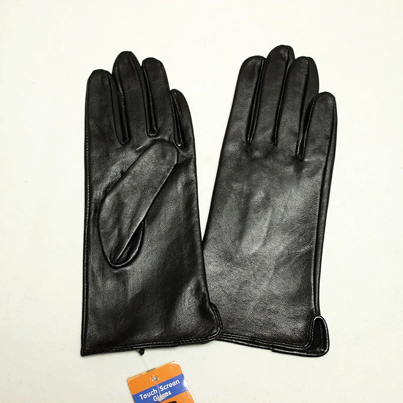Spring and Autumn Driving Single Leather Gloves Women Fashion Touch Screen Sheepskin Gloves Thin Unlined Motorcycle Riding Black
