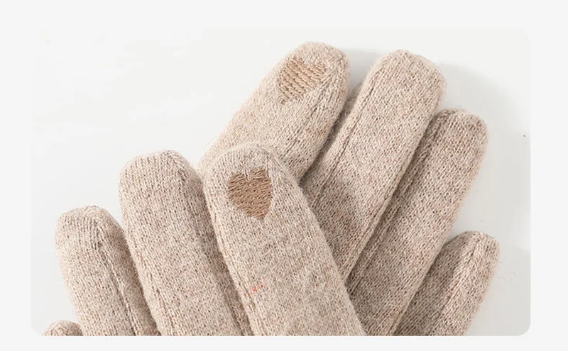 Women Winter Outdoor Sport Stretch Knit Wrist Cycling Warm Driving Mitten Cashmere Wool Plush Thick Touch Screen Glove P29