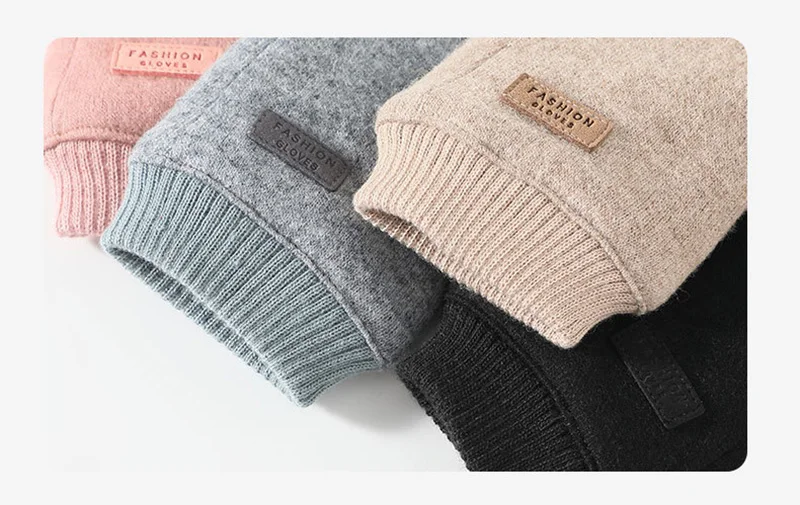 Women Winter Outdoor Sport Stretch Knit Wrist Cycling Warm Driving Mitten Cashmere Wool Plush Thick Touch Screen Glove P29