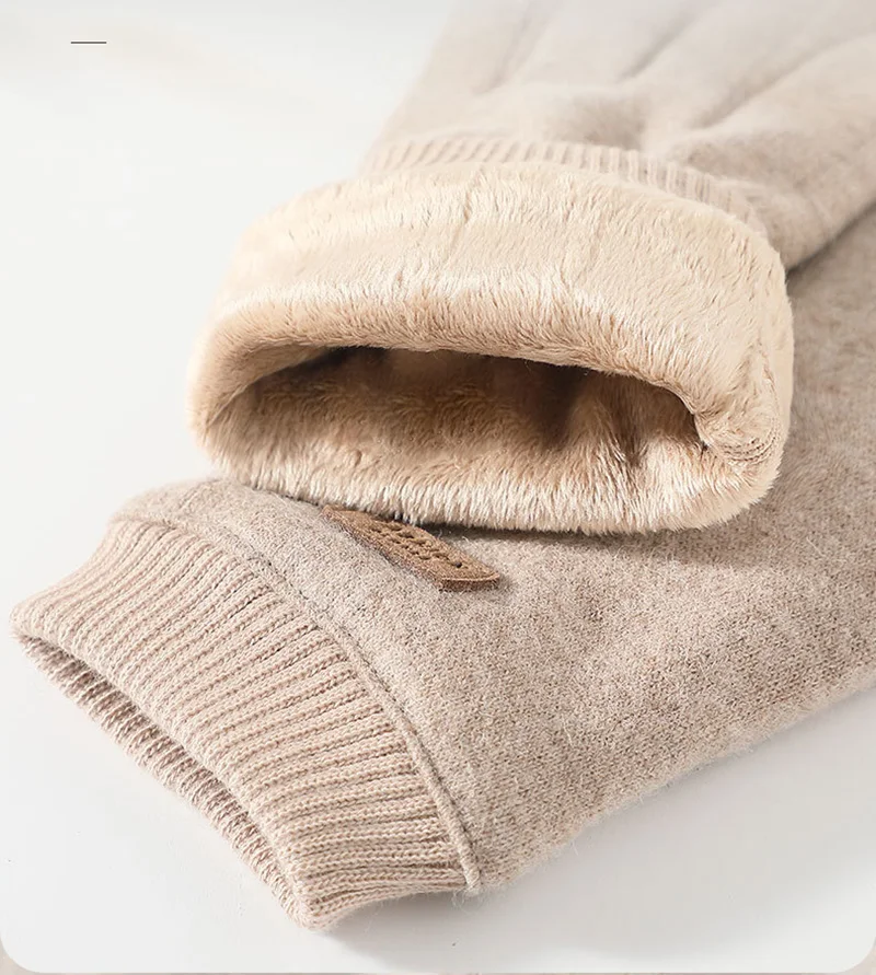 Women Winter Outdoor Sport Stretch Knit Wrist Cycling Warm Driving Mitten Cashmere Wool Plush Thick Touch Screen Glove P29