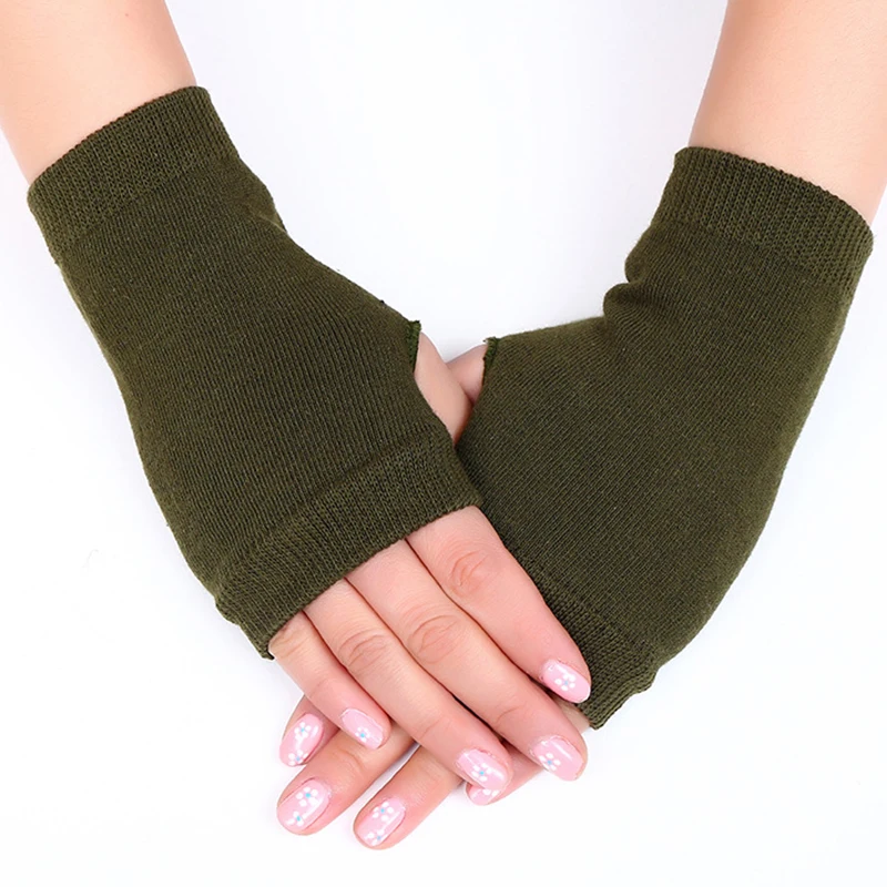 Warm Fingerless Long Gloves Men Women Winter Mitten Knitted Arm Sleeve Thick Casual Soft Fingerless Unisex Gloves