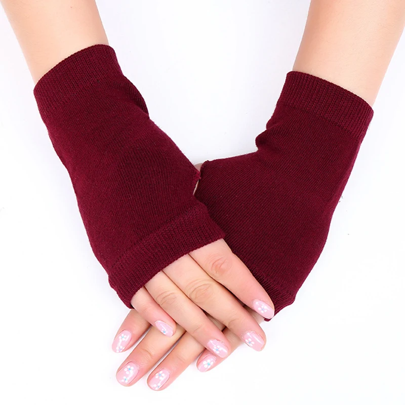 Warm Fingerless Long Gloves Men Women Winter Mitten Knitted Arm Sleeve Thick Casual Soft Fingerless Unisex Gloves