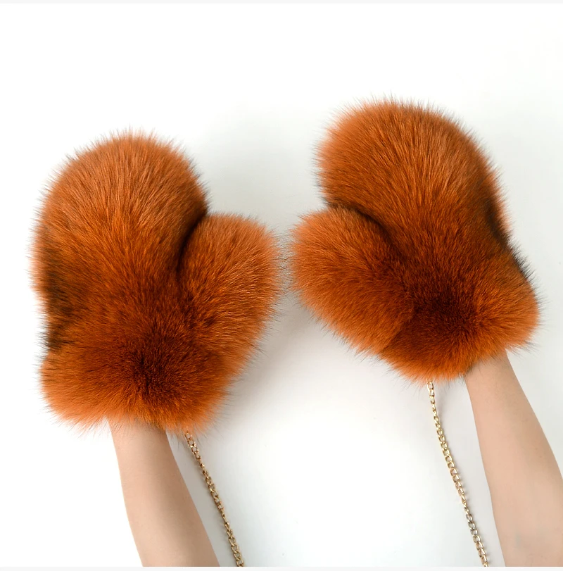 2026 Hot Sale Winter Women Natural Real Fox Fur Gloves Warm 100% Genuine Fox Fur Mittens Girl Fashion Luxury Real Fox Fur Glove