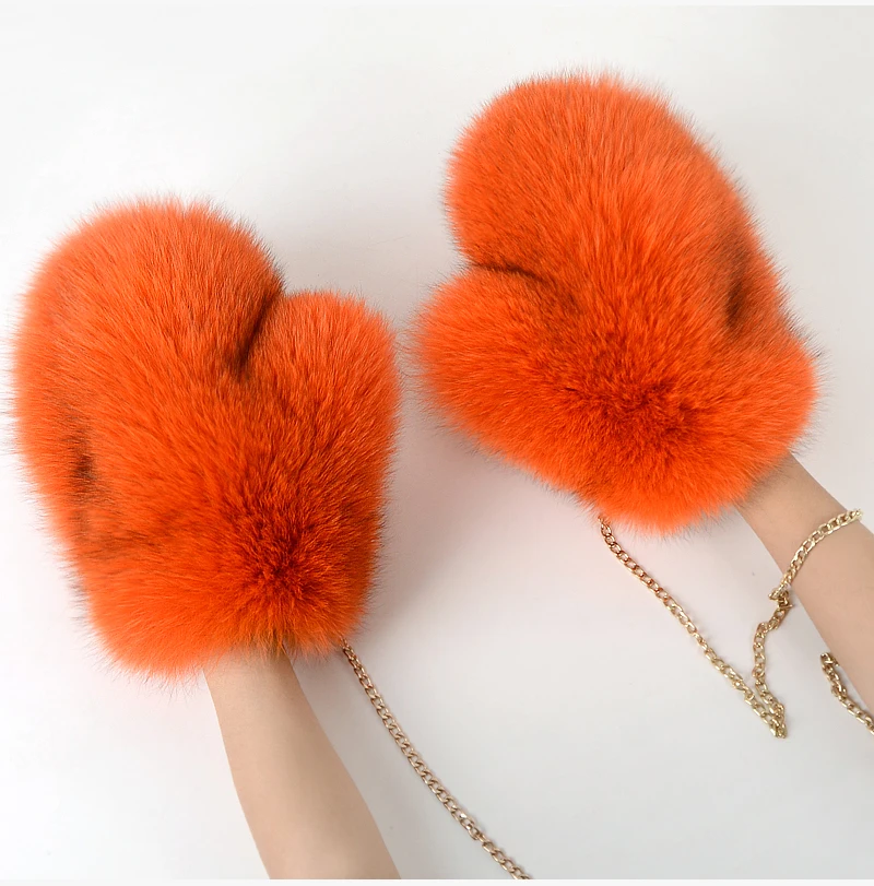 2026 Hot Sale Winter Women Natural Real Fox Fur Gloves Warm 100% Genuine Fox Fur Mittens Girl Fashion Luxury Real Fox Fur Glove