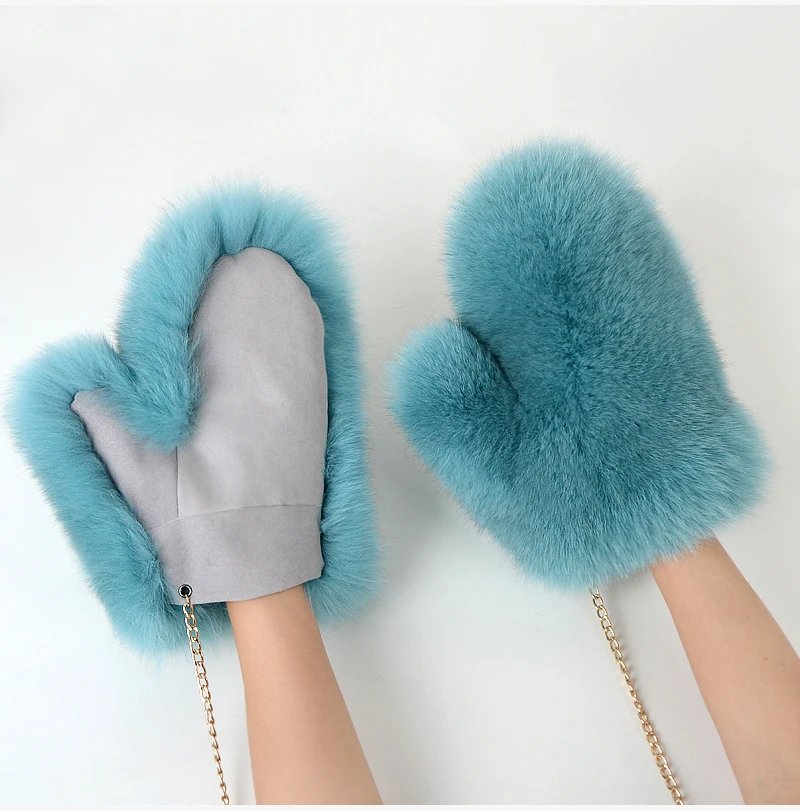 2026 Hot Sale Winter Women Natural Real Fox Fur Gloves Warm 100% Genuine Fox Fur Mittens Girl Fashion Luxury Real Fox Fur Glove
