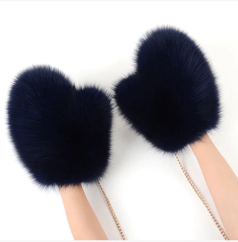 2026 Hot Sale Winter Women Natural Real Fox Fur Gloves Warm 100% Genuine Fox Fur Mittens Girl Fashion Luxury Real Fox Fur Glove