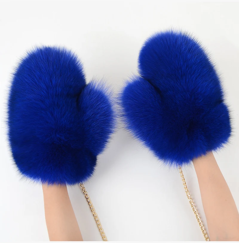 2026 Hot Sale Winter Women Natural Real Fox Fur Gloves Warm 100% Genuine Fox Fur Mittens Girl Fashion Luxury Real Fox Fur Glove