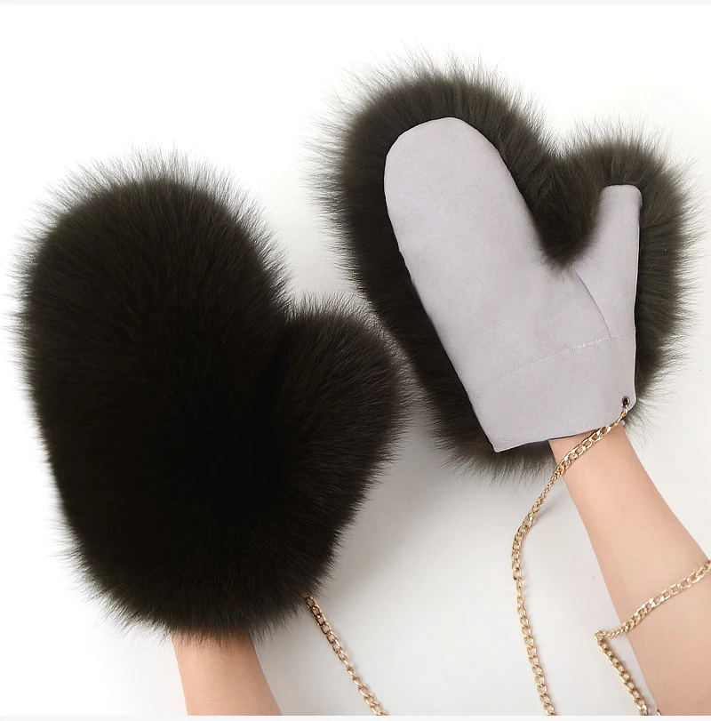 2026 Hot Sale Winter Women Natural Real Fox Fur Gloves Warm 100% Genuine Fox Fur Mittens Girl Fashion Luxury Real Fox Fur Glove