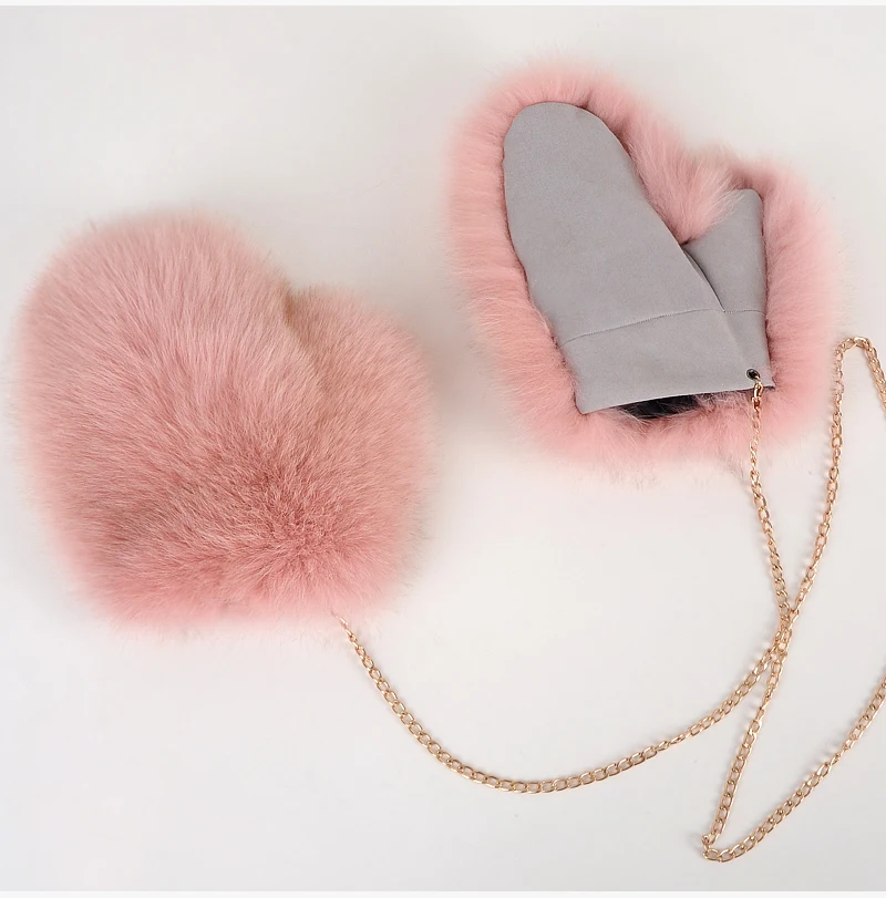 2026 Hot Sale Winter Women Natural Real Fox Fur Gloves Warm 100% Genuine Fox Fur Mittens Girl Fashion Luxury Real Fox Fur Glove