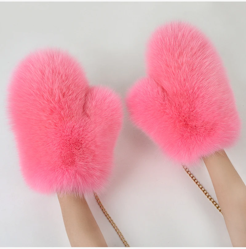 2026 Hot Sale Winter Women Natural Real Fox Fur Gloves Warm 100% Genuine Fox Fur Mittens Girl Fashion Luxury Real Fox Fur Glove
